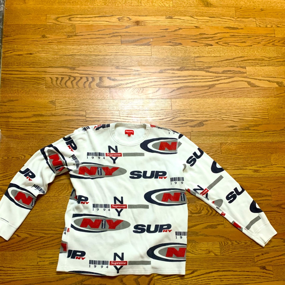 supreme waffle thermal white sweater